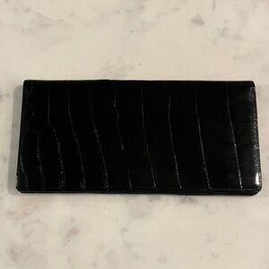 Vintage Large Black Crocodile Embossed Wallet 9.5” x 4.75”